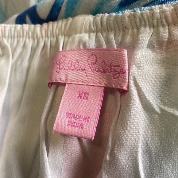 Lilly Pulitzer Bellamie Dress Serene Blue Tippy Top Sunny Shoulder Flowy Size XS - Picture 10 of 11